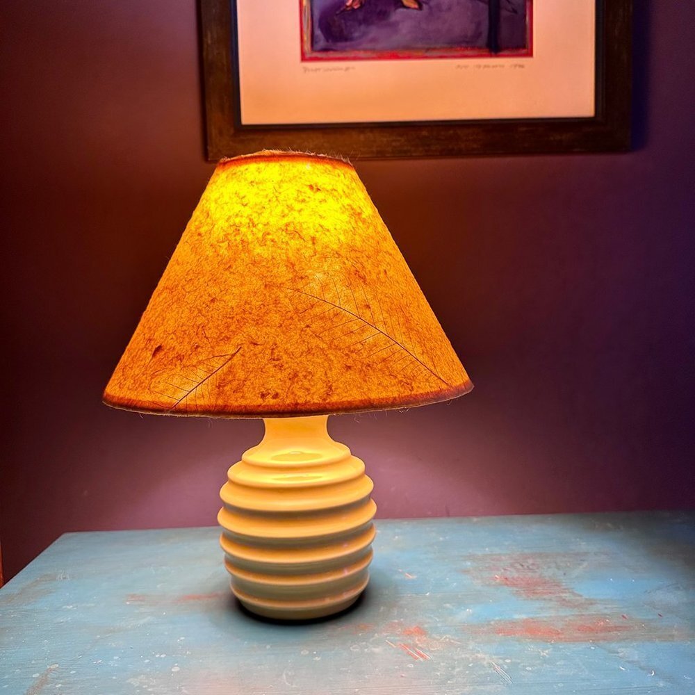 Clip-On Lampshade Textured Yellow Subtle Leaf Pattern - Picture 4 of 4